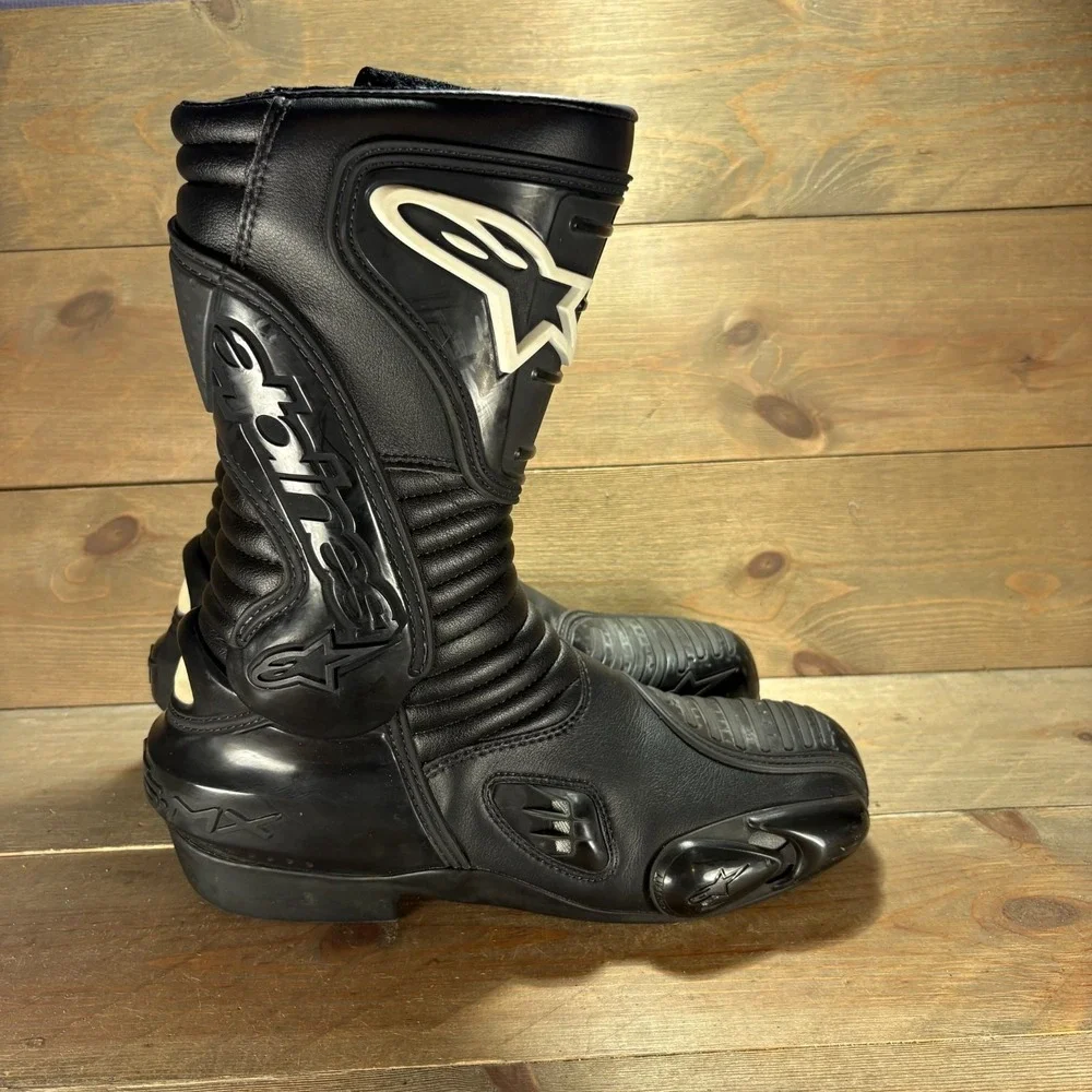Alpinestars SMX-S Mens size 44 shoes black leather motorcycle racing riding boot